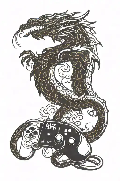 A Dragon Made Of Coffee Beans Breathing Fire In The Shape Of Gaming Controllers