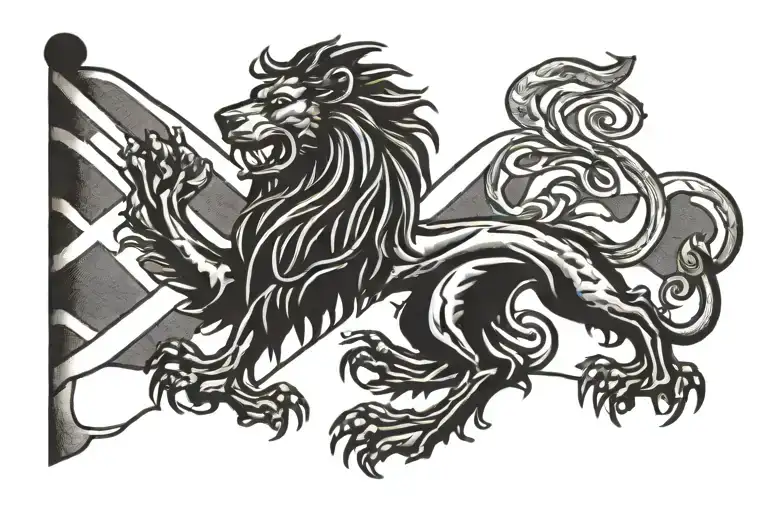 Scottish Flag With Scottish Lion