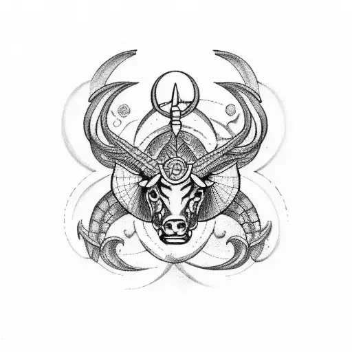Aquarius Zodiac Symbol And Taurus Zodiac Symbol Intertwined
