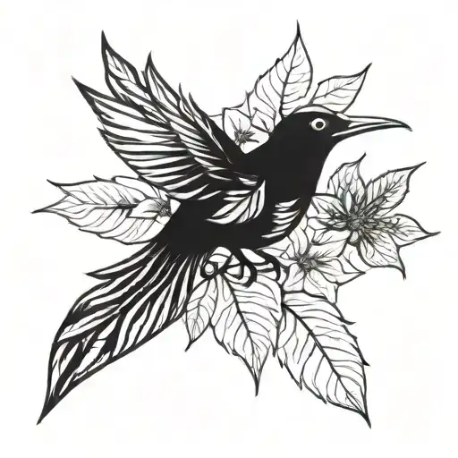 A Poinsettia Flower Morphing Into A Bird In Mid-flight