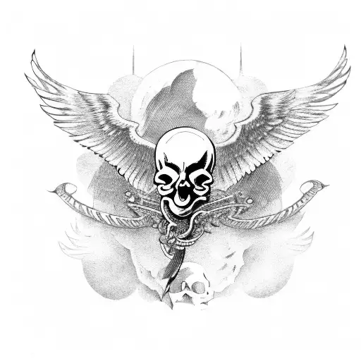 A Skull With Wings Riding A Bike