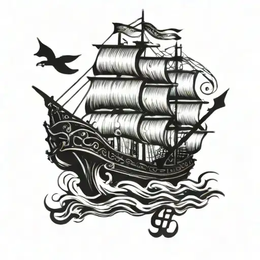 A Pirate Ship Sailing Through A Sea Of Musical Notes