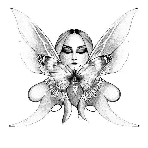 Crescent Moon With Attached Butterfly Wings