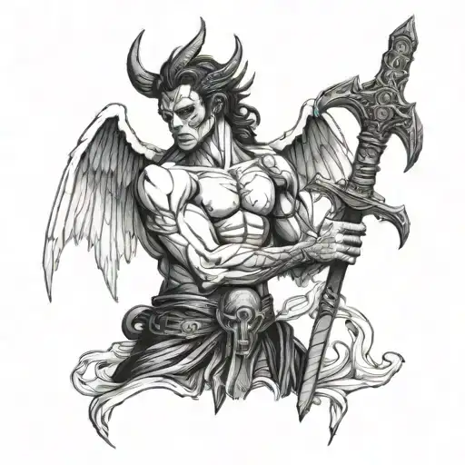Demon Angel Hybrid Holding Sword