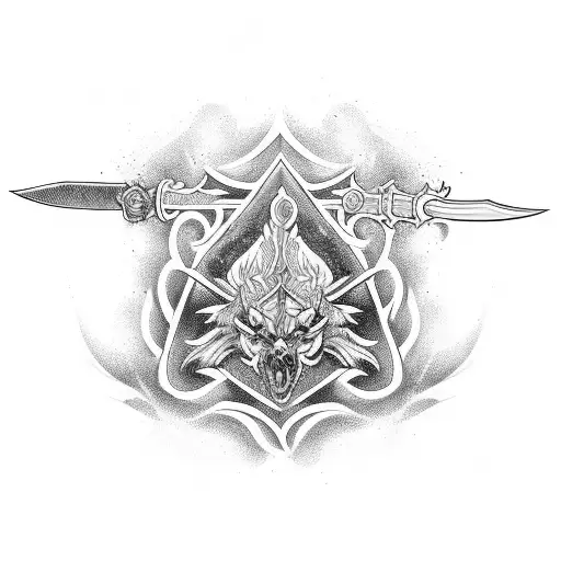 Ornamental Sword Surrounded By Fire