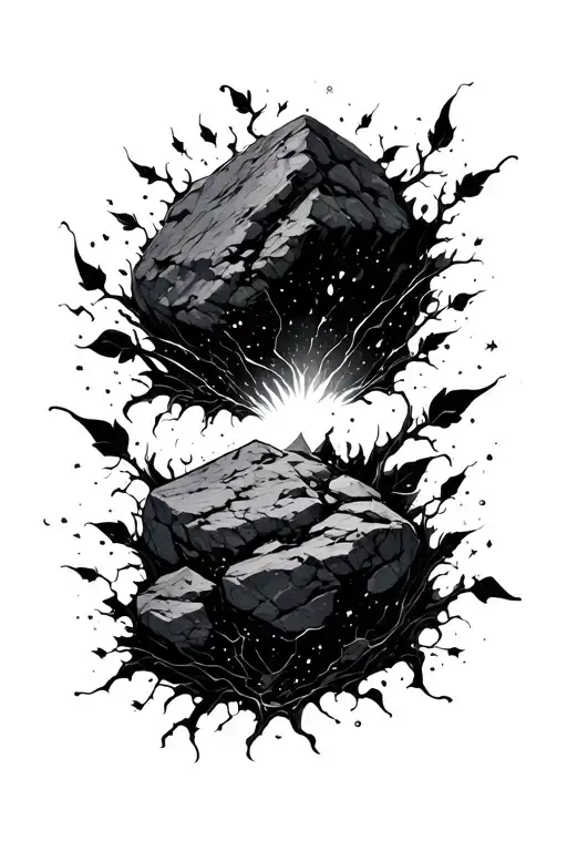 Rocks Breaking Off Into Space With Black Vines