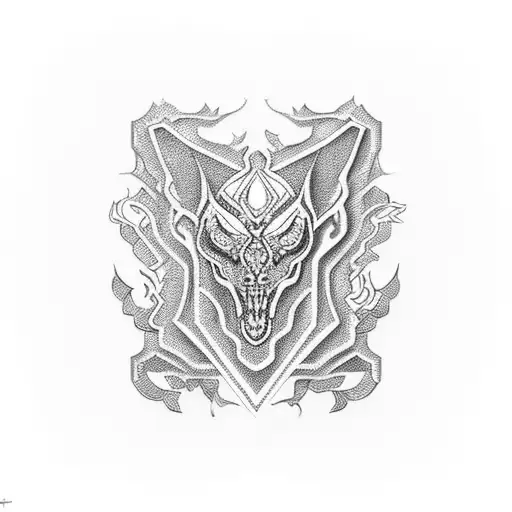 A Pendant With A Red And Black Design