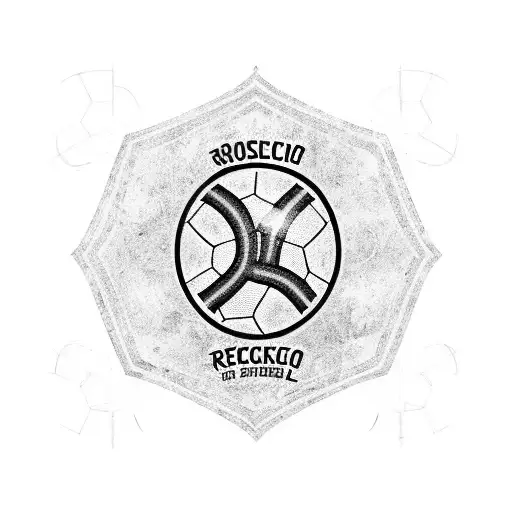A Blackwork Tattoo Of A Soccer Field With Rosario Central's Logo As The Center Circle