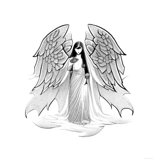 Gothic Angel Holding A Coffin