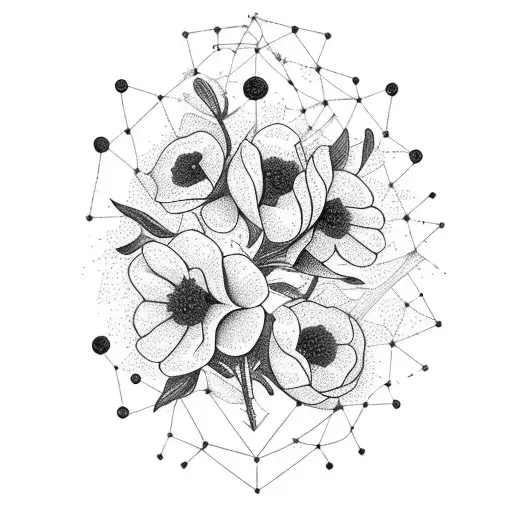 A Constellation Of Birth Flowers Forming A Bouquet