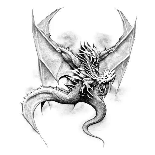 A Powerful Bodybuilder Wrestling With A Massive Dragon