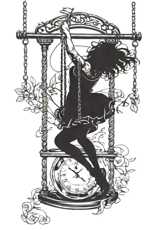 Girl On Swing In An Hourglass