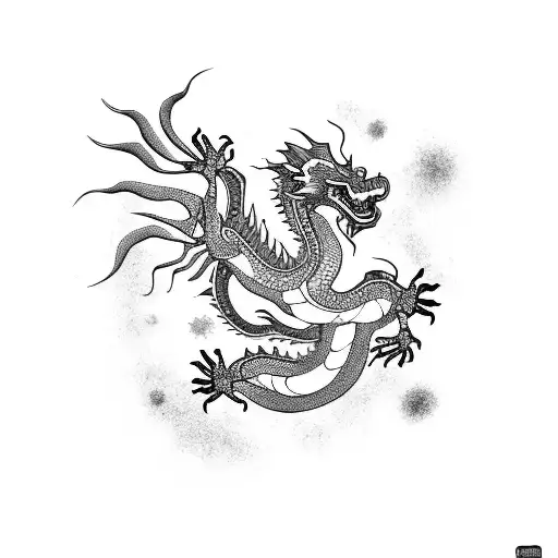 A Chinese Dragon Surrounded By Outer Space