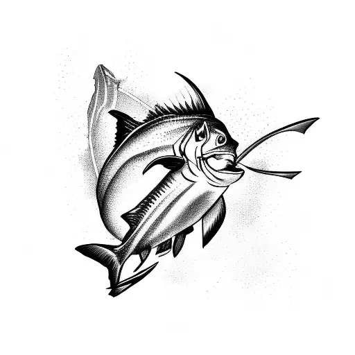 A Fierce Marlin Leaping Out Of The Water