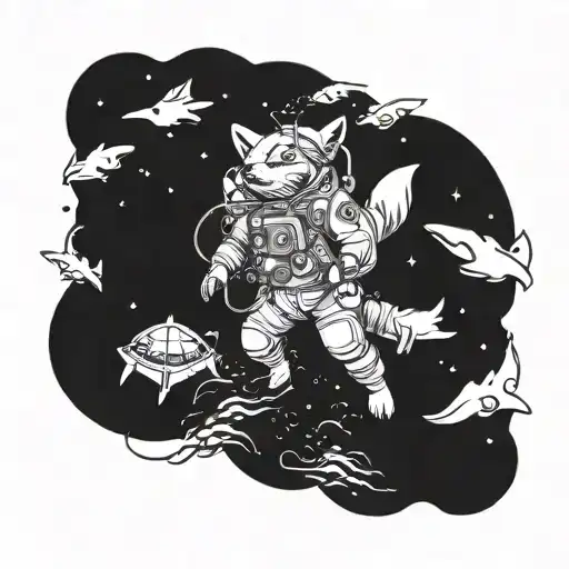 A Fox Astronaut Exploring The Depths Of The Ocean
