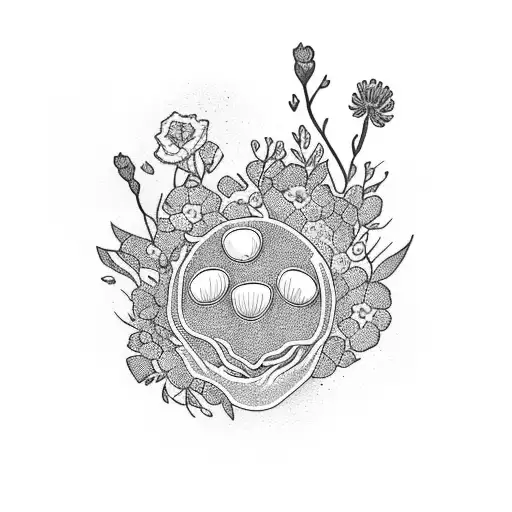 Baby Foot And Hand Print Surrounded By Delicate Flowers