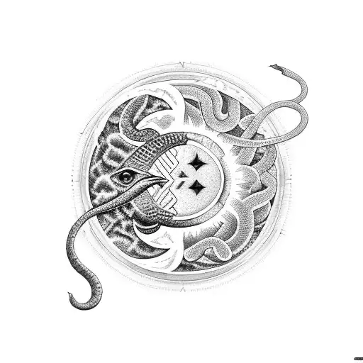 Sun And Moon With Snakes