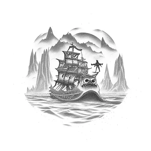 Nico Robin And Stitch Dressed As Pirates Exploring A Mysterious Island