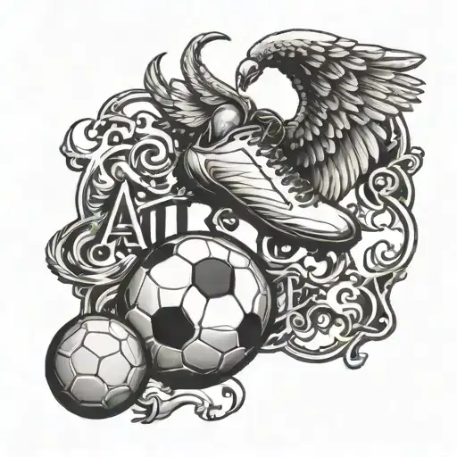 A Soccer Ball Being Kicked By An Angel With A Bible Verse Written In Elegant Script Below It