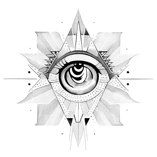 Eye Triangle Sun Rays Art Deco Pattern