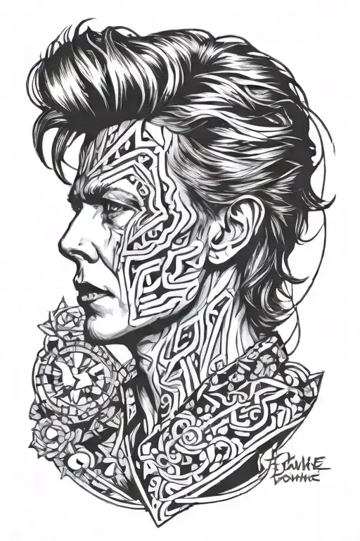 David Bowie Turn And Face The Strange Line Tattoo Design