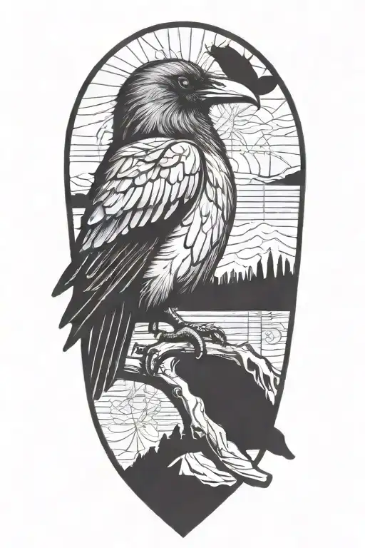 Raven Perched Atop The Words