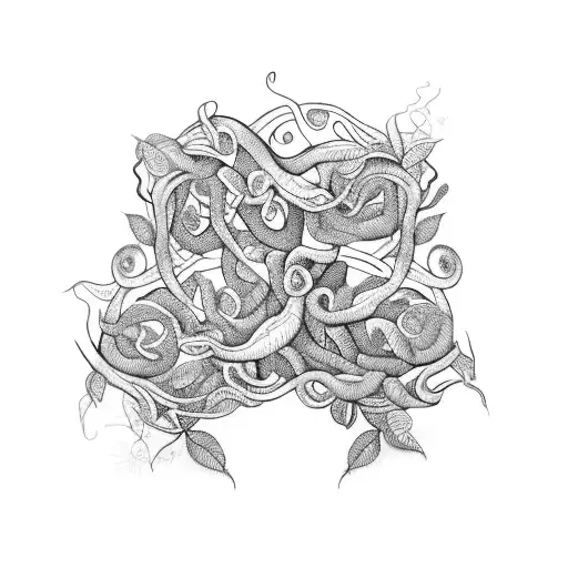 An Artistic Representation Of A Woman's Figure Entwined With Intricate Coffee Plant Vines