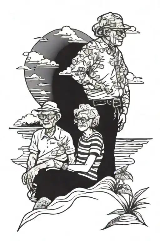 Me And My Grandpa On A Beach Sunset