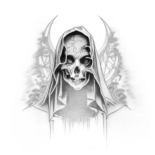 A Hauntingly Beautiful Portrait Of A Ghostly Figure Holding A Paintbrush In Front Of A Gothic Church