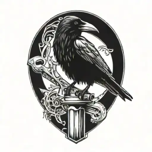 Raven Perched On Wrench