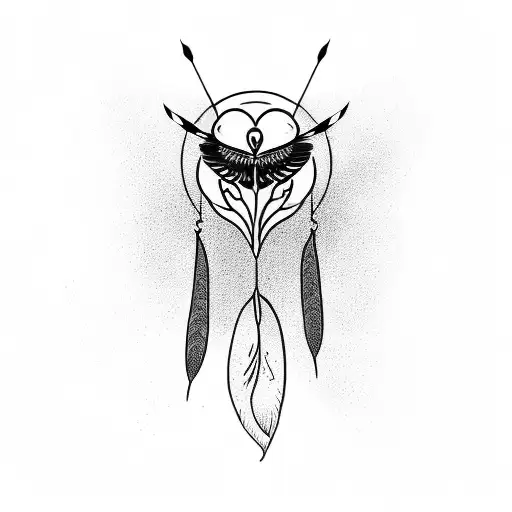 Helicopter Silhouette Surrounded By Owl Feathers