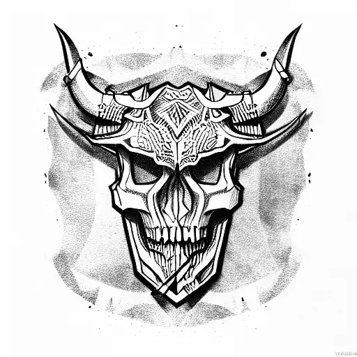 Skull Of Bull With Sword