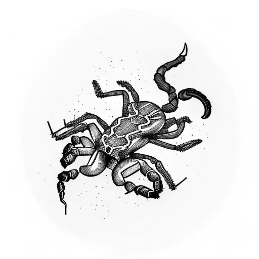 Scorpion With Blood On The Tip And Smoke Around It And The Date Off Bieth Of My Parents