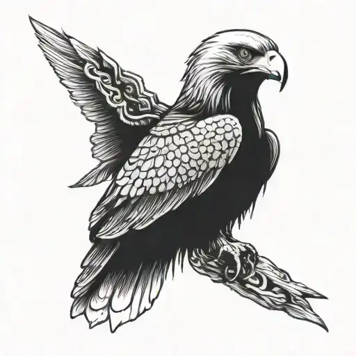 Eagle And Houglass In Arm Blackwork