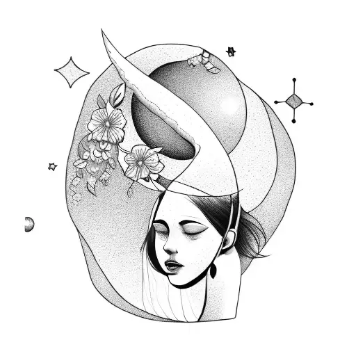 Girl On Swing Moon Flowers Sleev