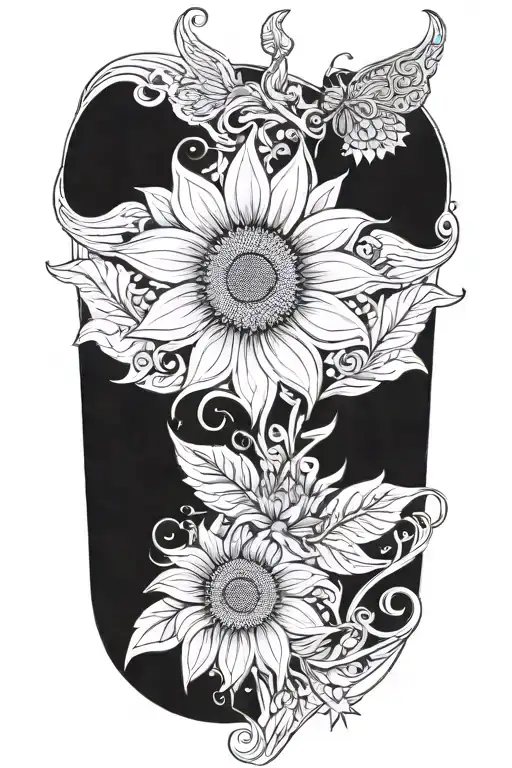 Leather Sunflower Vine With Angel Wing