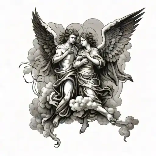 Archangels With Clouds In The Background