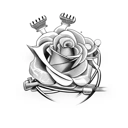 A Barber's Chair With A Rose And Crown Intertwined In The Design