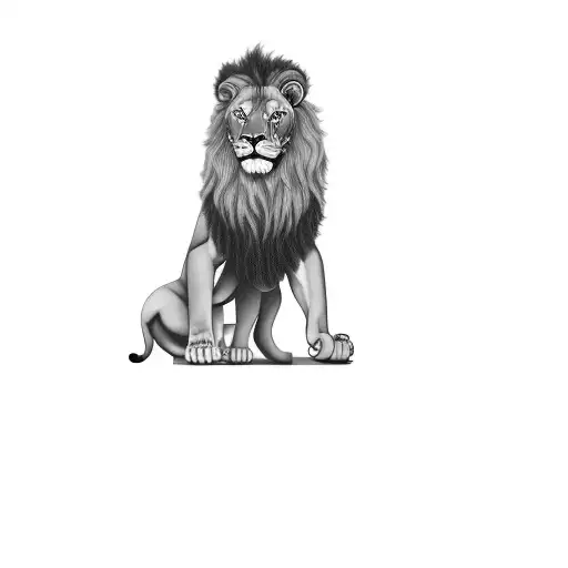 A Lion Holding A Ball