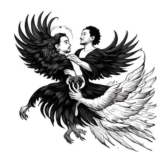 Father And Mae De Mao Given With His Son Rising In The Sky