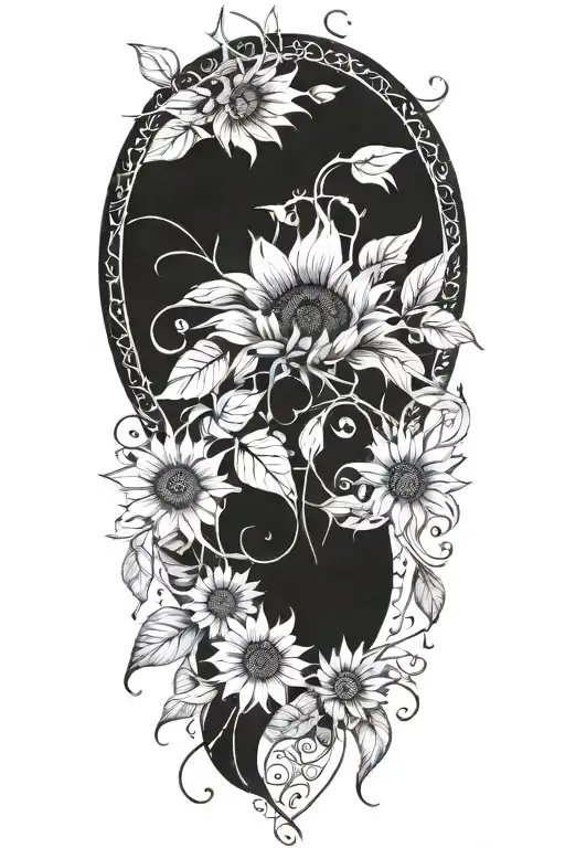 Sunflower Vine And Feathers