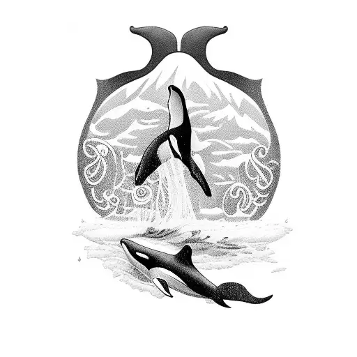 Killer Whale With Baby Killer Whales