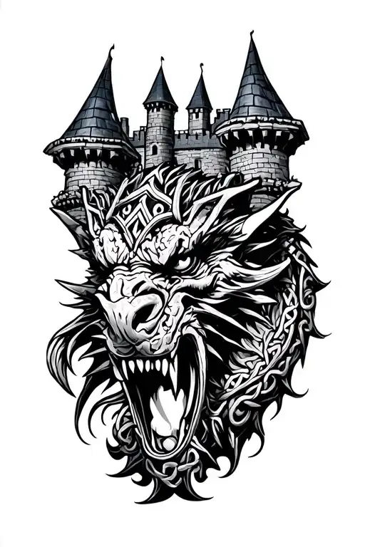 Celtic Gargoyle With Castle