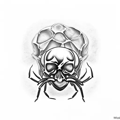 Black Widow Spider In Human Skull