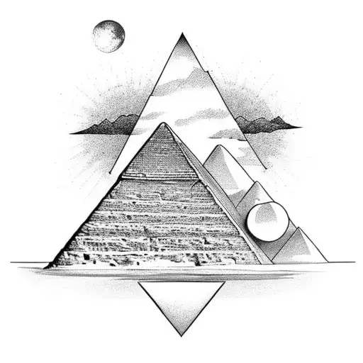 Egyptian Whith Pyramid And Moon For Halfsleeve