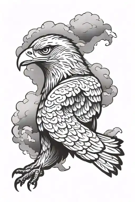 Eagle Surrounded By Clouds Floating