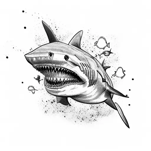 A Shark Crushing A Human Skull With A Lot Of Blood On The Face And Blind Of One Eye