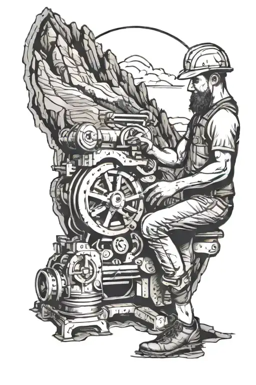 A Millwright Working On A Mechanical Mountain Scene