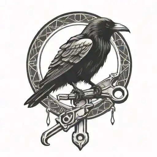 Raven Perched Mechanics Wrench