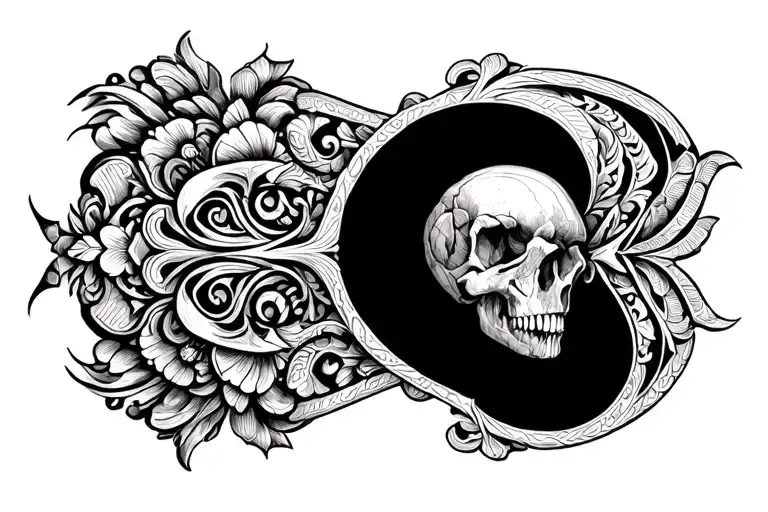 Dark Ornamental Chest Piece With Negative Space Lines